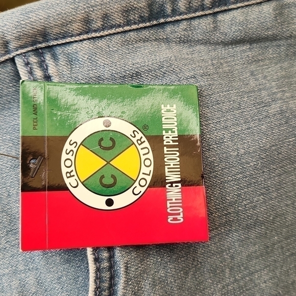 Awesome Nwt Cross Colours Patched Wide Leg Jeans-Size 30 Waist​​​​​​​ - Picture 5 of 6
